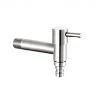 Robinet mural moderne en acier inoxydable à col long, cartouche en laiton brossé, 112 mm G1/2, pour buanderie et jardin, OEM