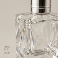 Flacon de parfum en verre facetté personnalisé vide avec bouchon argenté, flacon atomiseur de luxe rechargeable, vente en gros, logo personnalisé