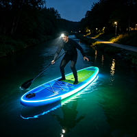 Kit complet de planche à pagaie gonflable LED lumineuse, planche de SUP lumineuse pour débutants adultes