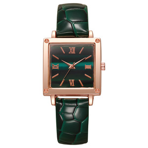 Montre élégante en cuir pour femmes, style vintage, cadran carré, montre-bracelet à quartz, bracelet coloré, montre tendance - Product Image 6