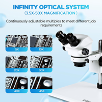 Stock Binocular Stereo Microscope with LED Light, 3.5X-50X Magnification with 0.5X Additional Objectives (ES1058)
