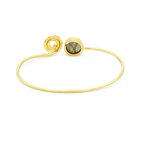 กำไลข้อมือทองชุบ 18K สีเทา ลาบราโดไรต์ งานแฮนด์เมด ดีไซน์ทันสมัยสำหรับผู้หญิง ได้รับการรับรอง เหมาะสำหรับงานแต่งงาน - Product Image 6