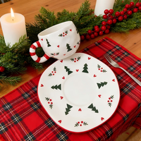 Tasse à café et soucoupe en céramique de Noël avec décoration sous glaçure, tasse à lait domestique pour le petit-déjeuner, tasse à thé de l'après-midi, cadeau de Noël