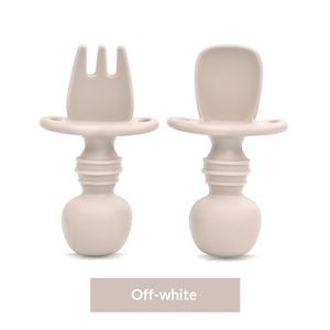Fourchette et cuillère d'apprentissage pour bébés, en silicone, à manche court, pour la dentition, pour la maternelle - Product Image 6