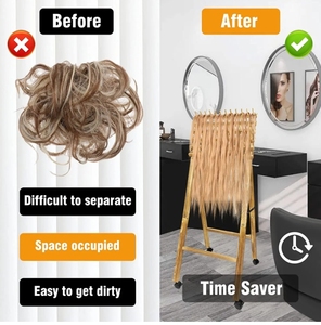 Factory Custom Wooden <strong>Braiding</strong> Hair Rack Display Racks With Universal Wheels For Blanket Ladders &amp; Racks - Product Image 4