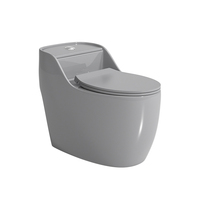 Cuvette de toilette monobloc en céramique noir mat gris, à chasse d'eau siphonique, forme œuf, WC pour salle de bain