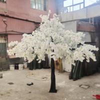Grand Arbre Artificiel de Fleurs de Cerisier Personnalisé D-CT001 en Soie Rose et Blanche pour Décoration de Mariage