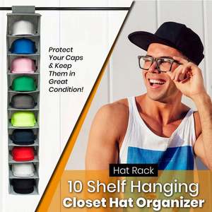 Organizador de Armario Colgante Plegable de 10 Estantes con Material de Tela PP para Almacenamiento de Zapatos y Gorras - Product Image 4