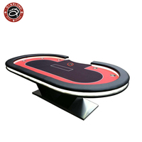 Table de poker Texas de luxe QINLONG de haute qualité avec construction en métal et en bois avec LED pour la maison, le casino et le club
