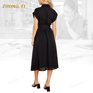 Estate donna manica corta tinta unita abito lungo tunica negozio splendido <span class=keywords><strong>smeraldo</strong></span> manica corta abito Midi - Product Image 6