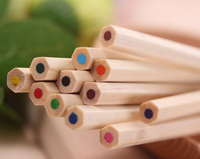 3.5 "manche en bois personnalisé 12 crayons de couleur avec tube