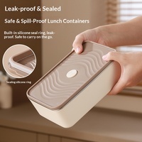 Boîte à lunch carrée empilable en acier inoxydable SUS304 de 1 à 2 L, hermétique, compatible micro-ondes, design moderne, pour aliments