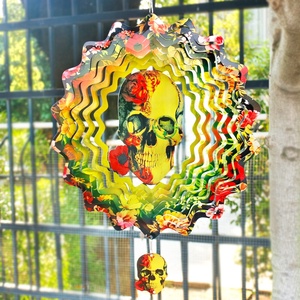 12in Halloween Wind Spinners 3D Kinetic Metal Wind Sculptures for Garden Outdoor Halloween Ornaments and Crafts Gifts - Product Image 2