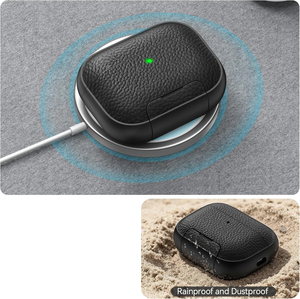 Étui pour écouteurs en TPU à texture litchi pour <span class=keywords><strong>Airpods</strong></span> 4, fermeture magnétique avec support de téléphone invisible, coque de protection pour <span class=keywords><strong>Airpods</strong></span> <span class=keywords><strong>Pro</strong></span> 3 - Product Image 2
