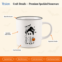 Ensemble de 4 tasses en céramique fantôme d'Halloween |   Tasses à café en grès moucheté avec logo personnalisé |   Commande en gros de cadeaux d'Halloween OEM/ODM