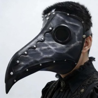 Masque intégral en latex noir vintage style bec d'oiseau avec pointes, idéal pour Halloween et cosplay