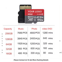 Tarjeta de Memoria Mini SD de Alta Velocidad Clase 10 U3, Tarjeta TF de Plástico en Opciones de Tamaño 4GB 8GB 16GB 32GB 64GB 128GB