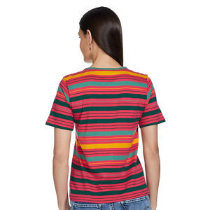 Prix d'usine direct sur la meilleure qualité T-shirt rayé imprimé à manches courtes pour femmes vente chaude T-shirt à col grande taille - Product Image 2