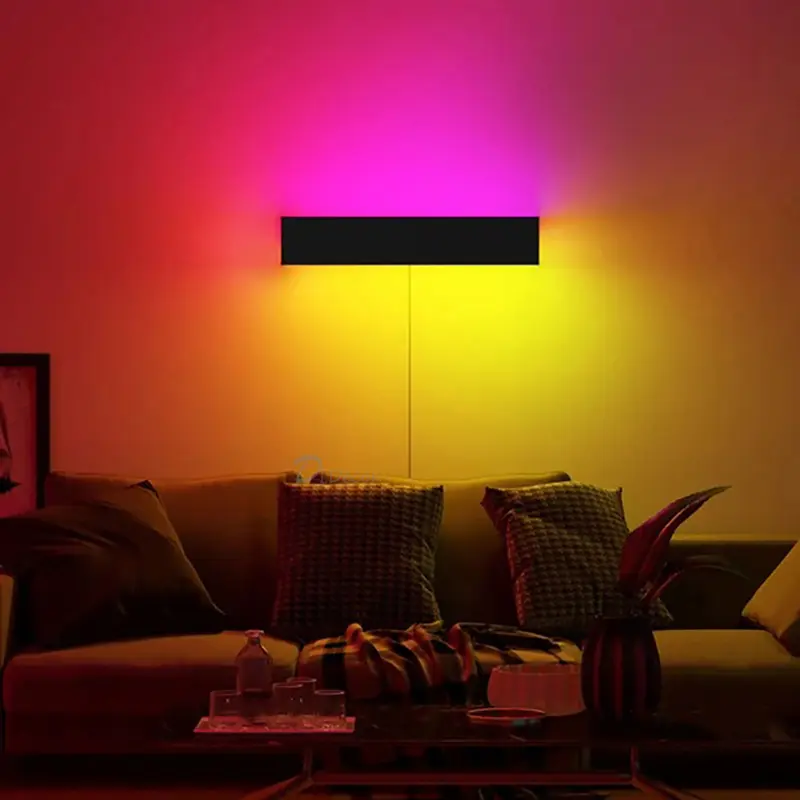Modern Simple Rgb Magic Color Rectangular Living Room Bedroom Decorative Wall Light For Home