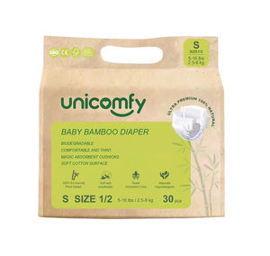 OEM ecológico cuidado del bebé pañales de bambú biodegradable orgánico antifugas al por mayor tamaño NB precio bajo para recién nacido - Product Image 1