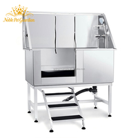 Baignoire de toilettage pour animaux de compagnie en acier inoxydable, écologique, multifonctionnelle, station de lavage, piscine pour animaux avec porte et échelle