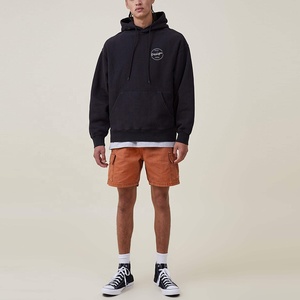 Áo hoodie nam trơn màu đen oversize chất liệu cotton hữu cơ dày dặn, kiểu hip hop, bán buôn - Product Image 5