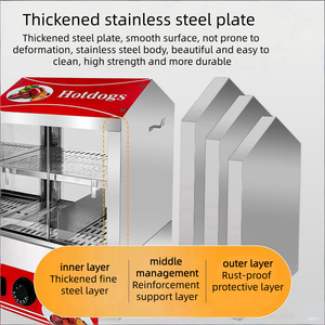 热卖商用热狗汉堡蒸笼，带包子取暖器，适用于便利店食品保温展示 - Product Image 5