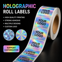 Étiquettes holographiques personnalisées en rouleau, autocollants rectangulaires avec logo pour l'emballage et l'expédition des petites entreprises, sceau de marque OEM ODM