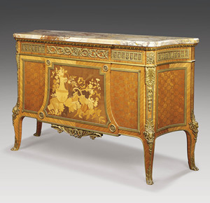 French Brass Sideboard Decorative Arts Cabinet Royal Dining Room Cabinet Natural Marble Top Cabinet with Cooper