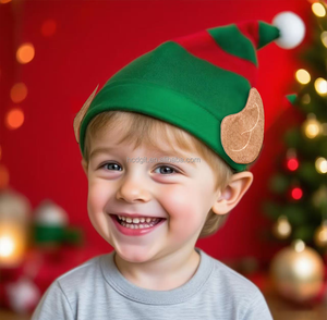 Chapeau de Noël Elfe avec Oreilles Rayé Rouge et Vert pour Clown et Décorations de Fête - Product Image 6