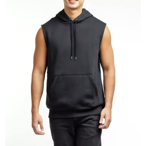 Haut de gamme pour homme, 100% coton molletonné, avec poche, pour musculation, entraînement en salle, hiver, uni, décontracté, streetwear, sans manches, séchage rapide - Product Image 1