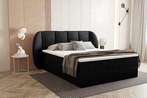 Lit Moderne Luxueux Écologique avec <span class=keywords><strong>Sommier</strong></span> Tressé en Velours, Rangement, Relevage à Gaz, Rembourrage Capitonnée et Base en Bois avec Ressorts Ensachés - Product Image 2