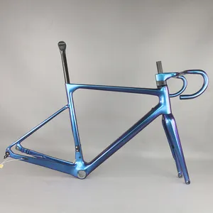 2020 karbon superlight tam iç çakıl bisiklet frameser 700x42c bisiklet şasisi  makinesi DI2 uyumlu GR039-54CM-chameleon boya