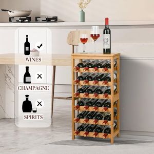 Étagère à vin en <span class=keywords><strong>bambou</strong></span> pour cuisine, 24 bouteilles, sur pied, 6 niveaux, présentoir à vin, étagères de rangement pour vin avec plateau - Product Image 2