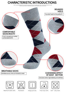 KTS315 all'ingrosso personalizzato Casual Plaid lavorato a maglia <span class=keywords><strong>fantasia</strong></span> Design cotone classico formale ufficio uomo d'affari calzini vestito equipaggio - Product Image 4