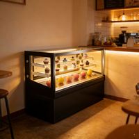 Vitrine réfrigérée à double porte pour pâtisseries, à température unique, avec éclairage LED, pour la présentation et le refroidissement des gâteaux