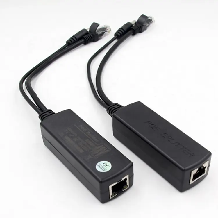 Adaptor daya Ethernet 48V ke DC 12V, Splitter PoE terisolasi kekuatan Data kamera IP 10/100/1000Mbps ke IP