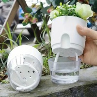 Maceta de Cultivo sin Tierra de 2 Capas, Maceta Hidropónica con Cuerda de Algodón, Autorriego, Maceta con Riego Automático
