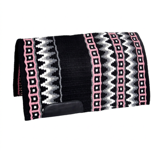 Tapis de selle d'hippique Western noir, rose, gris à motif géométrique, doublure en coton polaire, confortable pour l'équitation - Product Image 1