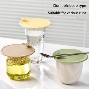 Japanese Style Silicone Cup Lid Leak Resistant Dustproof Reusable Cover for Tea Water Coffee Travel Cups Custom Logo Wholesale - Product Image 2