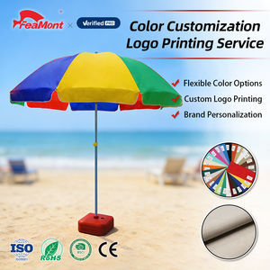 Пляжный зонт FEAMONT с индивидуальным логотипом, защитой от солнца UPF 50+ и функцией наклона, для курортов и аренды - Product Image 1