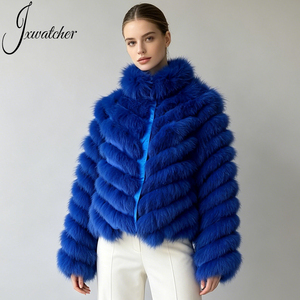 Jxwatcher Brésil Manteau en fourrure de renard réversible pour femme, doublure en soie lisse, fermeture éclair, idéal pour l'hiver - Product Image 2