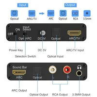 Extracteur audio 192 kHz ARC, convertisseur numérique-analogique (DAC) avec retour audio, SPDIF optique, audio stéréo 3,5 mm L/R pour barre de son et haut-parleur