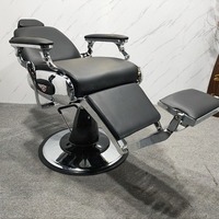 Chaise de Barbier Ergonomique Multifonctionnelle à Pompe Hydraulique, Pivotante à 360°, Siège Réglable en Hauteur, Synthétique, pour Salon de Beauté