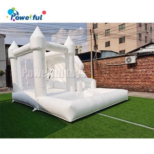 Château gonflable tout blanc gonflable combiné de glissière de maison de rebond commercial avec la fosse de boule - Product Image 2
