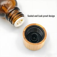 Botol Kaca Minyak Amber dengan Tutup Sekrup Bambu WOGU 5ml 10ml 15ml 30ml Serum Perawatan Rambut Minyak Esensial Perawatan Kulit Kemasan Kosmetik