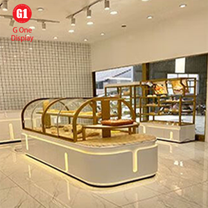 Comptoir de présentation de boulangerie en bois personnalisé, moderne, pour les magasins de boulangerie, meuble de présentation de café personnalisé - Product Image 2