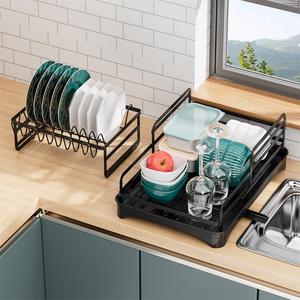 <span class=keywords><strong>Escurridor</strong></span> de Platos Moderno de 2 Niveles con Soporte <span class=keywords><strong>para</strong></span> Cubiertos, Ganchos <span class=keywords><strong>para</strong></span> Tazas, Boquilla de Drenaje, de Acero al Carbono, Fabricante de Escurridores de Cocina - Product Image 2