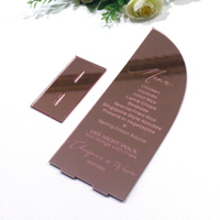 Carte de Menu de texte gravé en acrylique or Rose, carte de Menu de fête de Festival d'anniversaire de mariage