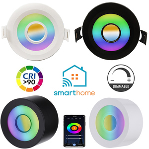 Dc24v ZigBee Dali PWM loxone cây điều khiển thông minh AntiGlare RGBW Led Downlight 12 Wát màu đen lõm SMD RGB + CCT Downlight - Product Image 2